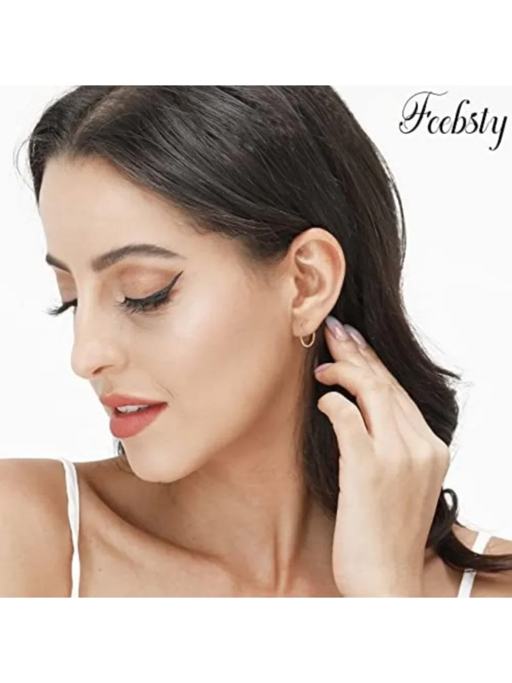 3 Pairs Sterling Silver Hoop Earrings | Small White Gold Plated for Women